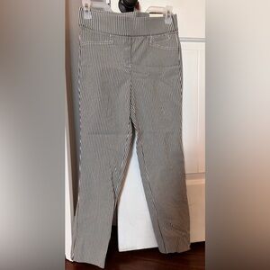 Anne Klein Black and White Striped Slim Crop Pants